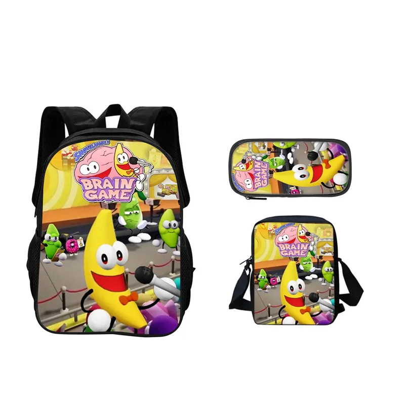 Kids 3Pcs Set Backpack Student School Shoulder Bag Pencil Bags Bookbag Children Shovelware Brain Game Fashion Rucksack Best Gift