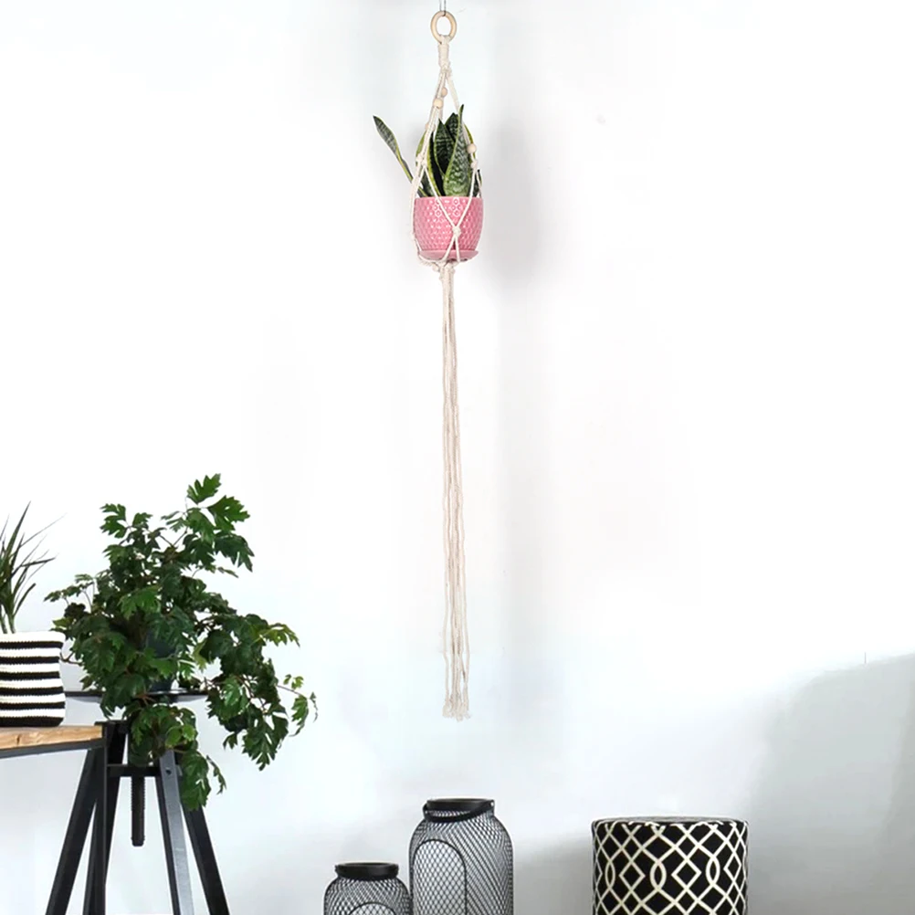 

Macrame Plant Hanger Hanging Planter Cotton Rope Basket Succulents Pot Bohemian Tapestry Wall Decor Garden Use