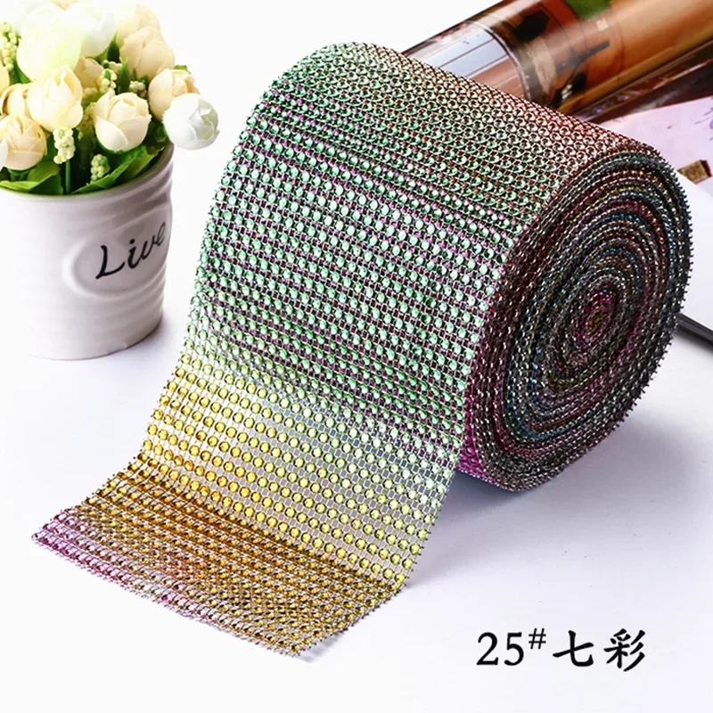 1Yard Sparkle 24Row DiamondRhinestones Ribbon Rhinestone Ribbon Silver Crystal Mesh Rhinestone Wrap DIY Crafts Wedding Decor