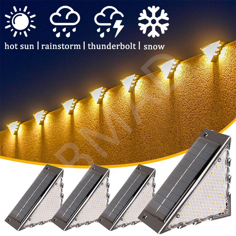 

2/4/6/8 шт. солнечные палубные фонари, уличные фонари для забора, водонепроницаемая солнечная ступенчатая лампа для перил, лестницы, дорожки, садовый светильник, украшение