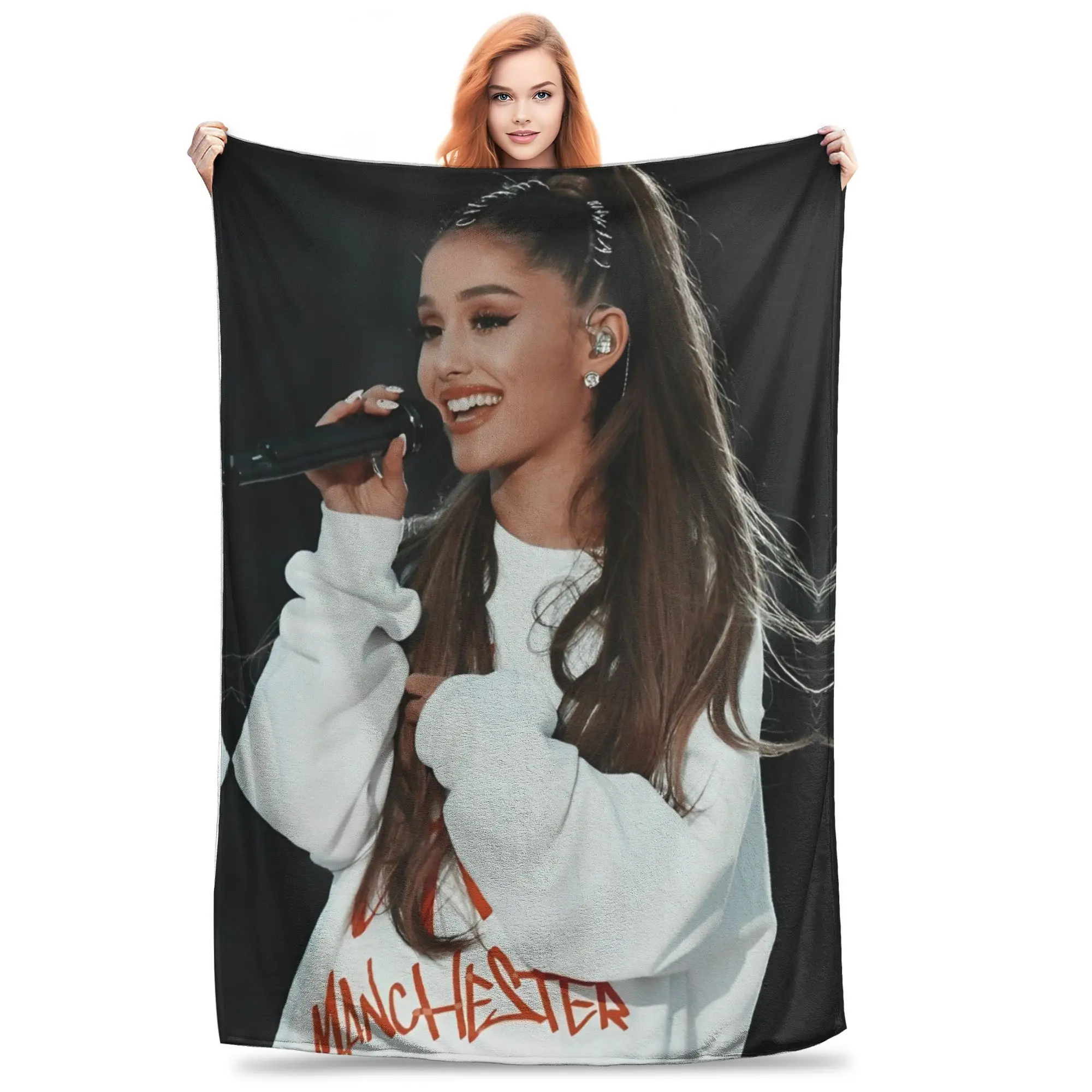 Ariana Grande Wool Blankets Pop Icon Awesome Throw Blanket for  Sofa Bedding Lounge 125*100cm Bedspread