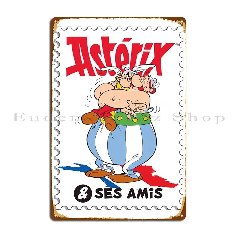 Asterix  Ses Amis Metal Plaque Poster  Vintage Club Design Party Plates Pub Decor Tin Sign for Wall Decoration