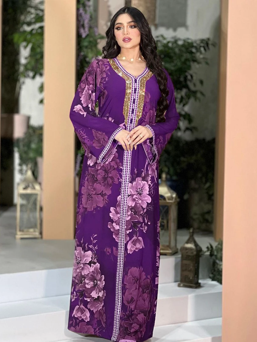 Imagem -03 - Vestido Kaftan Muçulmano para Mulheres Árabe Marrocos Abayas Ramadã Dubai Turquia Islam Robe Longue Grandes Vestidos 2023