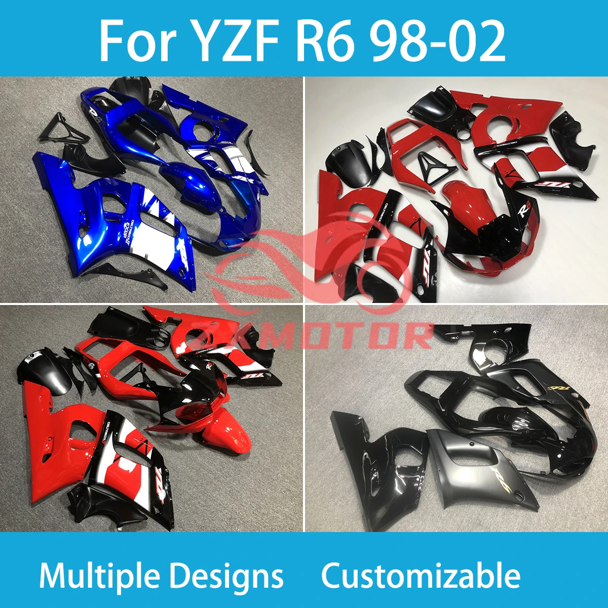 

Обтекатели мотоцикла для Yamaha YZF R6 98 99 00 01 02 OEM подходят для 100% впрыска обтекателя, комплект деталей R 6 1998 1999 2000-2002