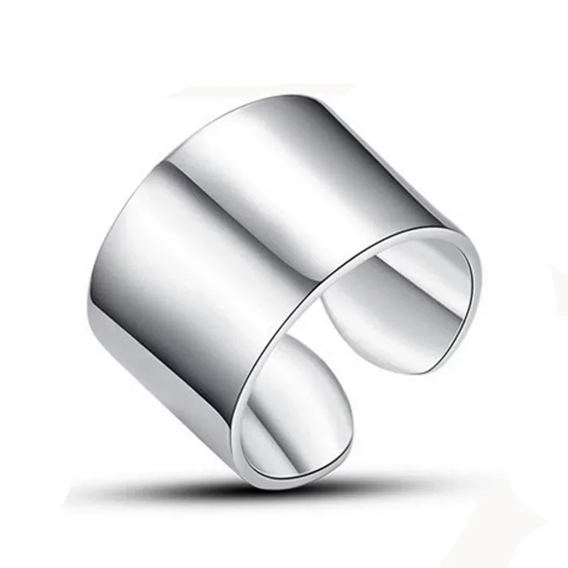 925 Sterling Silver Rings for Women Men Couple Minimalist Handmade Simple Wide Ring Party Jewelry Gift Prevent Allergy