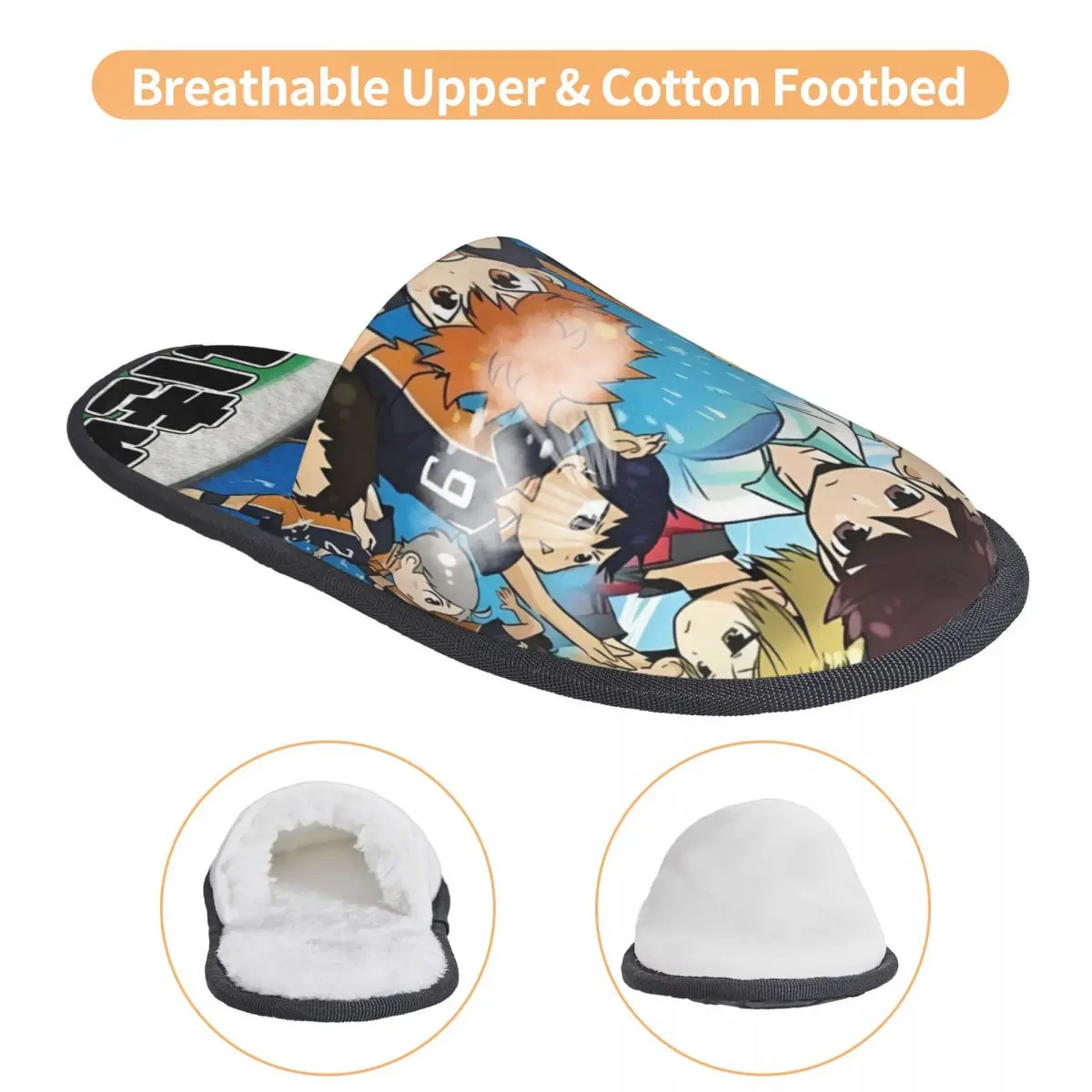 Zapatillas de casa de espuma viscoelástica suaves y emocionantes h-haikyuues personalizadas, zapatillas cómodas y cálidas con suela antideslizante para mujer