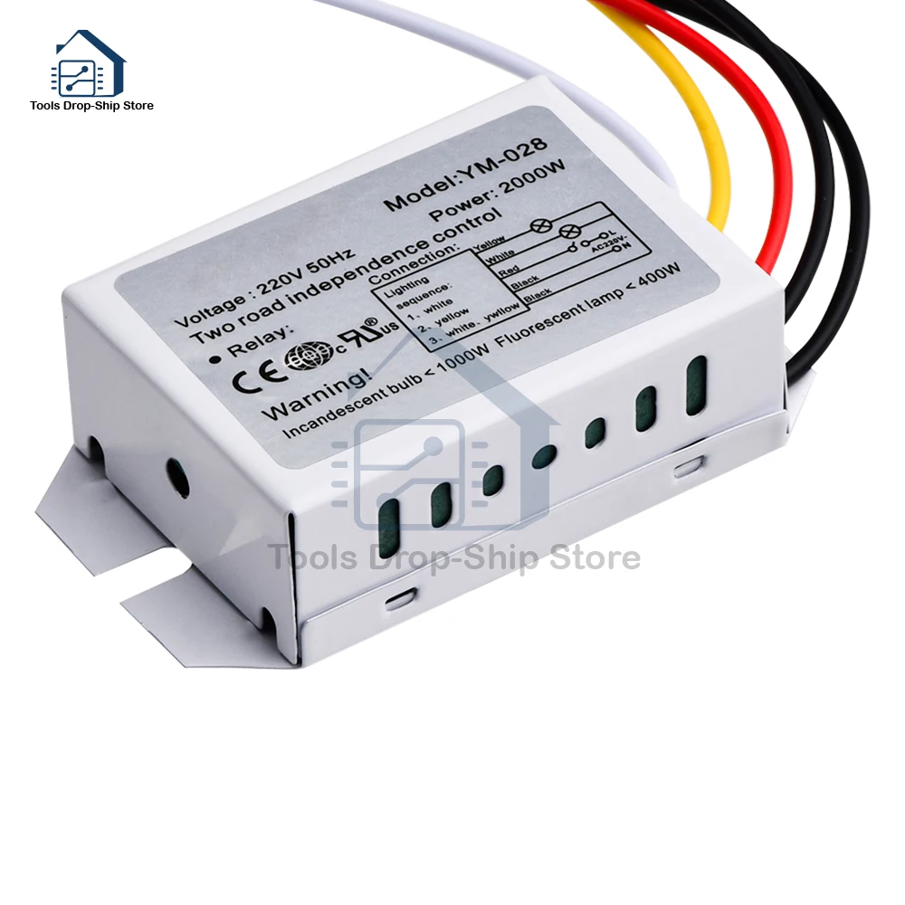 220V 2-Way 3-Section Lighting Control Switch Digital Subsection 1000W Energy-saving Lighting Accessories High Quality