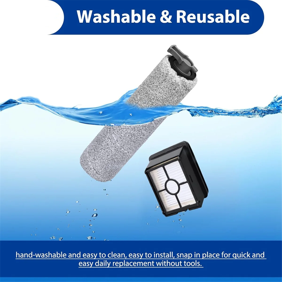 Zestaw filtrów rolkowych HF3 2025+ pasujący do odkurzacza bezprzewodowego HF3 do pracy na sucho i na mokro oraz mopu, części zamienne do odkurzacza 3649A