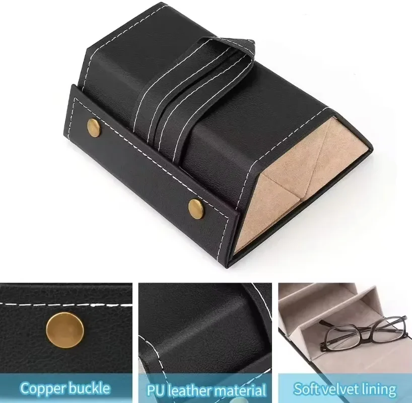 PU Multi-Slot Sunglasses Organizer Foldable Storage Box for Glasses Jewelry Eyeglasses Storage Case Portable Travel Glasses Case