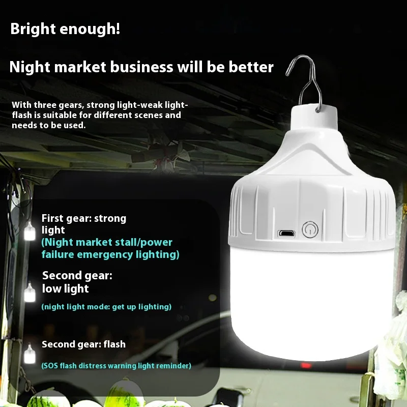 High Bright LED Bulb Light USB Rechargeable Emergency Lighting Flashlight Portable Outdoor Camping Fishing Night Light Bulbs