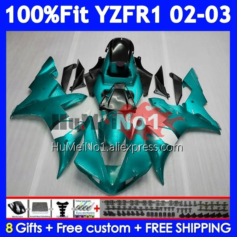 Glossy Cyan Body For YAMAHA YZF 1000 CC R1 R 1 YZF-R1 YZFR1 02 03 365No.118 YZF1000 1000CC YZF-1000 2002 2003 Injection Fairing