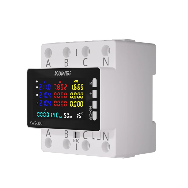 Dreiphasen-Energiezähler KWS-306L – AC85–290V, 80A, LCD-Display, RS485, Für Verteilerschränke