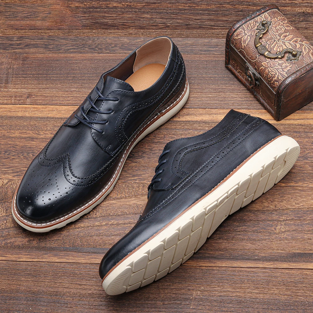 7-12 Brogue Men Shoes Brand 2023 Comfortable Fashion Luxury Casual Shoes Men #Kd529