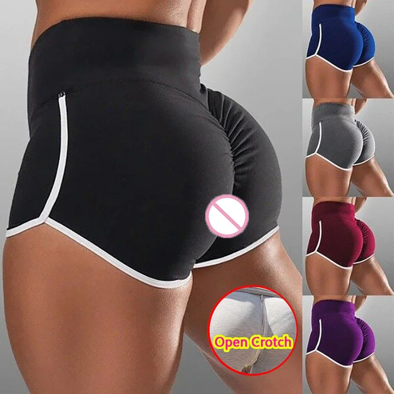 

Woman Sexy Crotchless Shorts Open Crotch Panties Costume for Couple Outdoor Sex Shorts Hidden Zippers Booty Lifter Pants Love