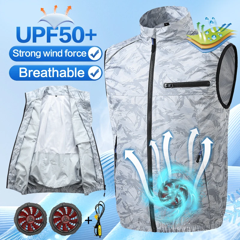Summer cooling and heat-relief air-conditioning vest for men, 2026 new style, outdoor with fan, clothing for refrigeration, fish