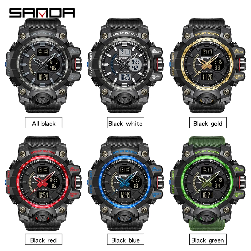 SANDA Brand G Style New Luxury Outdoor Sport Men Quartz Watch 50 M Waterproof Luminous Electronic Multifunction Hot Men\'s Watch