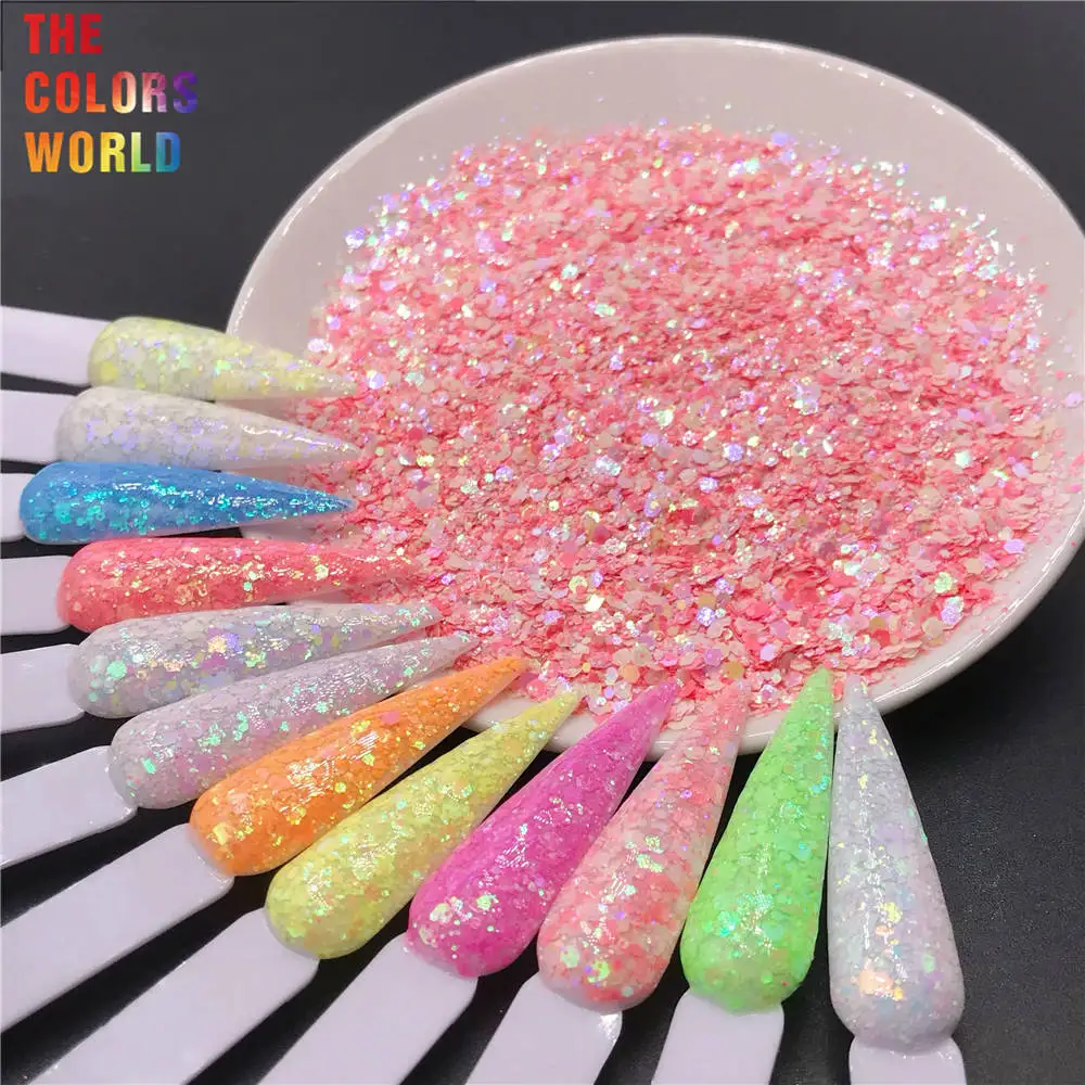 

TCT-730 Solvent Resistant Pearlescent Indescent Chunky Nail Art Glitter Makeup DIY Craft Shoes Eye Paper Print Fabric Decoration