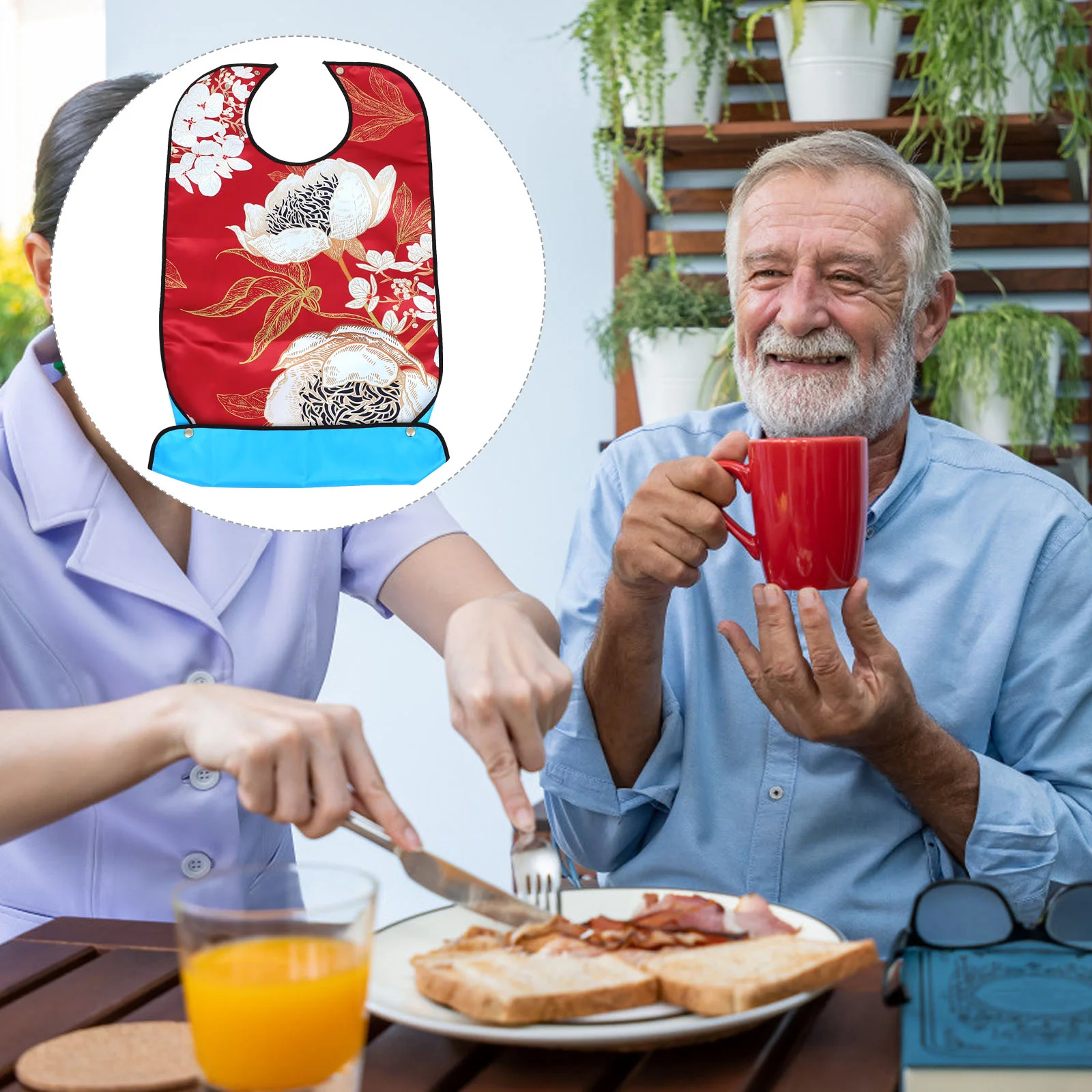 1Pc Adult Mealtime Bib Waterproof Elderly Eating Apron Clothing Protector