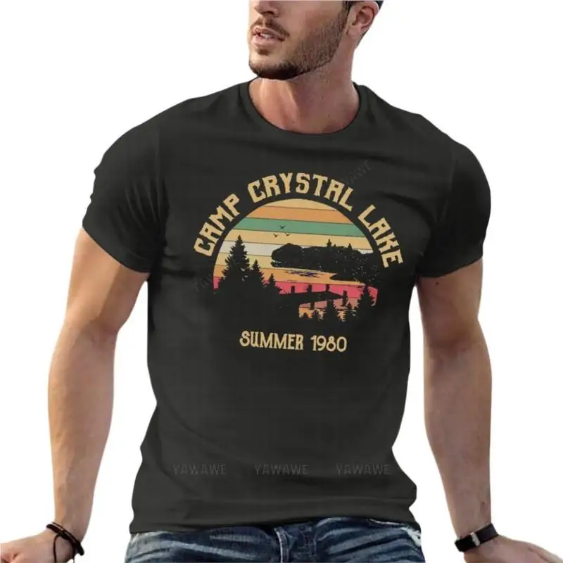 Camp Crystal Lake Summer 1980 Vintage Oversized T-Shirt Printed Men Clothes Short Sleeve Streetwear Big Size Top Tee