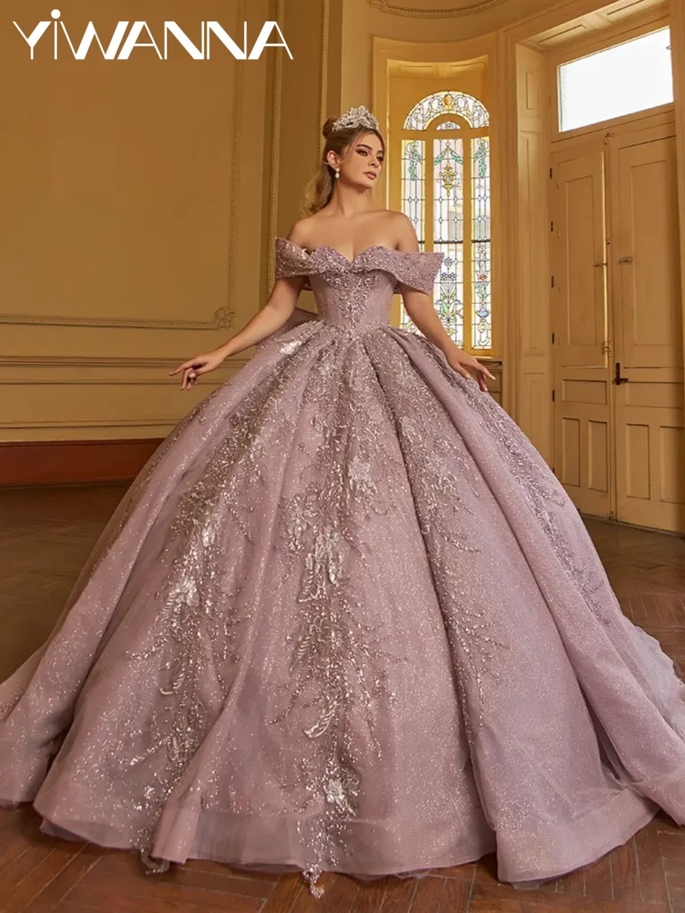 

Charming Purple Beaded Quinceanera Prom Dresses Luxurious Appliques Off Shoulder Ball Gown Customized Sweet 16 Dress Vestidos