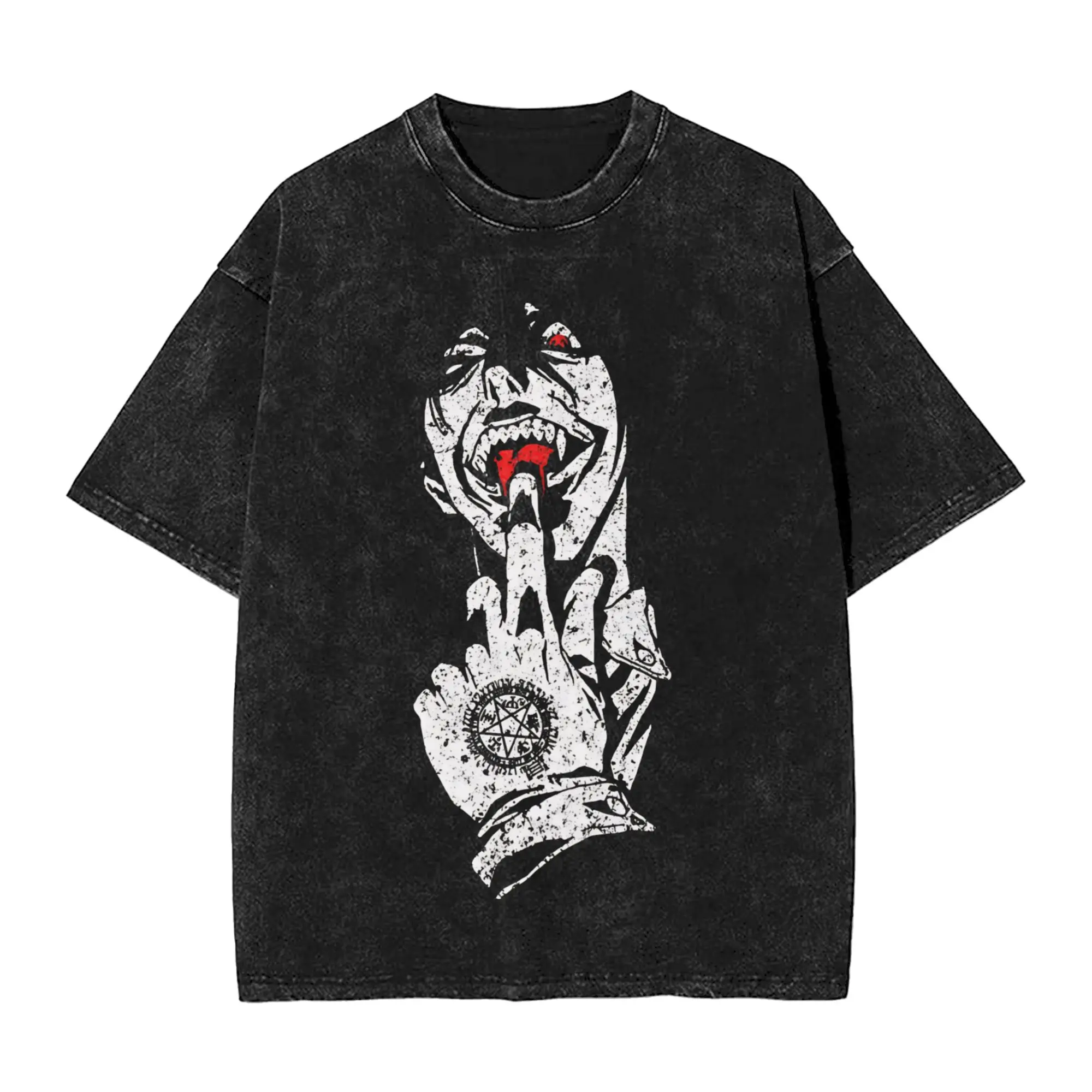 Hellsing - Alucard T Shirt Hip Hop Washed 100% Cotton Oversize T-Shirts  Novelty Men Women Streetwear Printed Tops Tees view 2