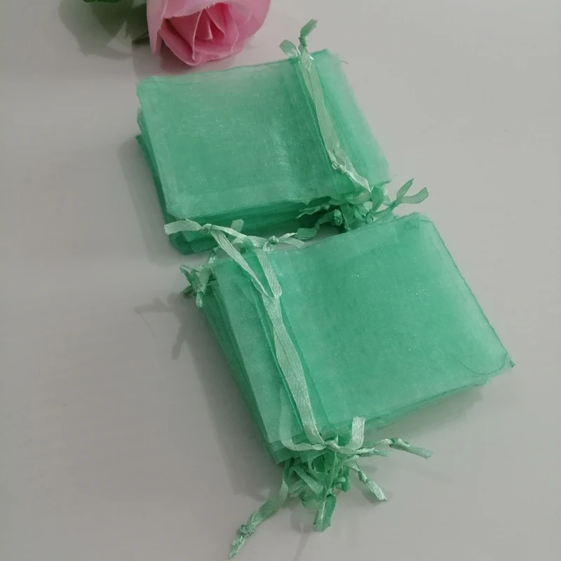 100pcs Aqua Green Gift Bag Wedding Packing Pouches Jewlery Gift Pouch Bags Organza Gift Bags Christmas Drawstring Organza Bag