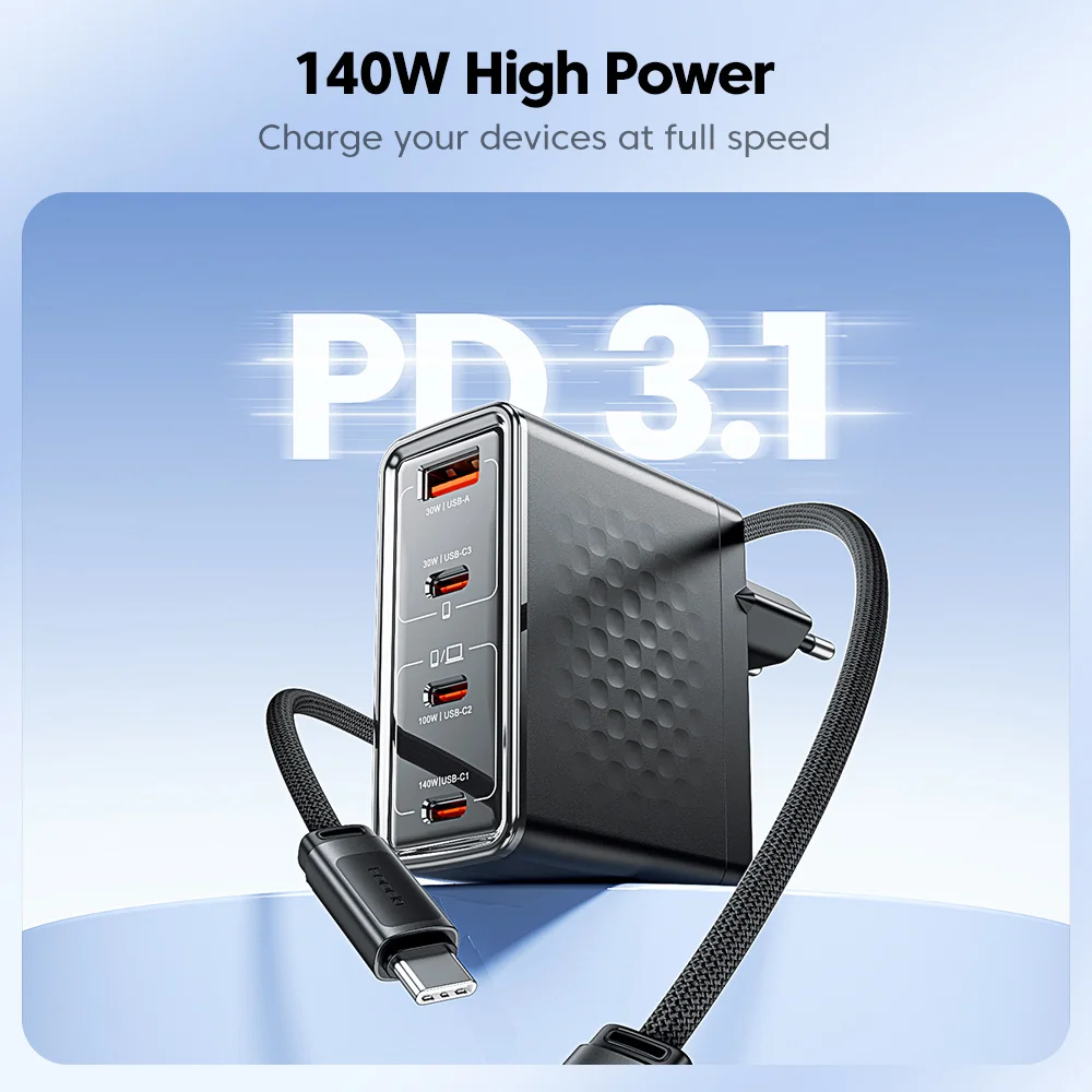 Toocki 140W GaN Charger PD3.1 QC4.0 3.0 SFC2.0 SCP PPS Fast USB C Charger for Macbook Laptop iPhone 18 17 Samsung Huawei Xiaomi