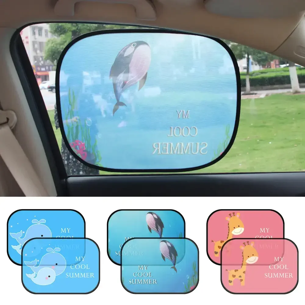 2pcs Car Side Window Sunshade Cartoon Patterned Auto Sun Shades Protector Foldable Car Cover for Baby Child Kids Car Styling