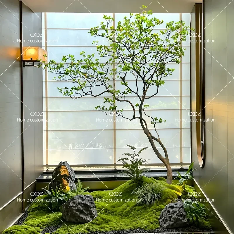 Boutique horse drunk wood green plant landscaping window plant indoor simulation banyan tree decorative tree large fake tree