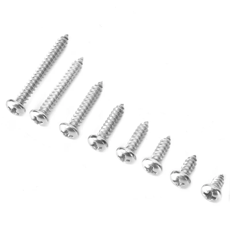 200pcs Self Tapping Screw Cross M3.5 304 Stainless Steel Pan Head Combination Set