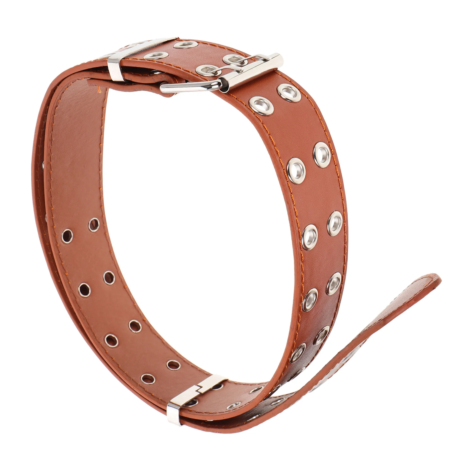 

Brown Wide For Women Punk Style Double Grommet Gothic Chunky Waist Belt Adjustable Fashion Goth Belts Jeans Belt