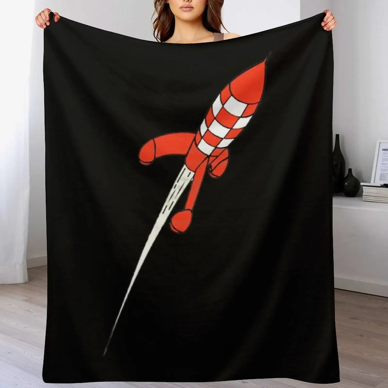 moon rocket Throw Blanket Shaggy Furry Soft Blanket for Bedroom Living Room