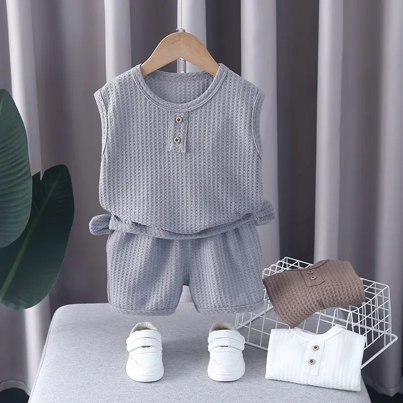 New Fashion Children Boys Girls Bears Clothes Summer Baby O-Neck Vest Shorts 2Pcs/Set Infant Kids Cartoon Toddler Tracksuits