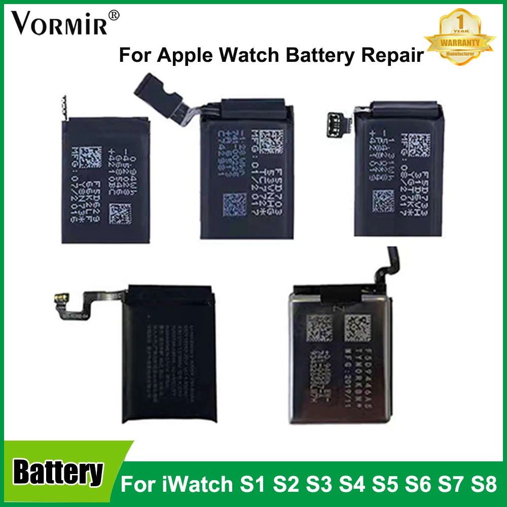 Vormir-Top Quality Battery Replacement for Apple Watch Series S1,S2,S3,S4,S5,S6,S7,S8,GPS+LTE38mm,42mm,41mm,45mm Batteria Repair