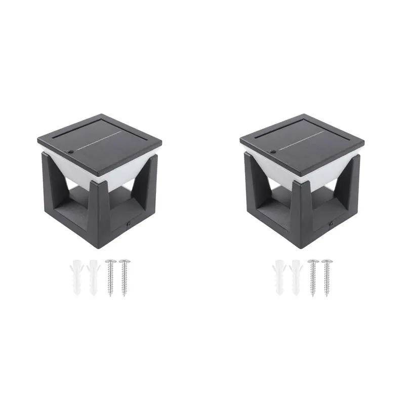 TFTP-2X Modern Outdoor Solar Post Light LED Solar Pillar Lights Waterproof Fence Deck Cap Lamp Landscape Column Lighting