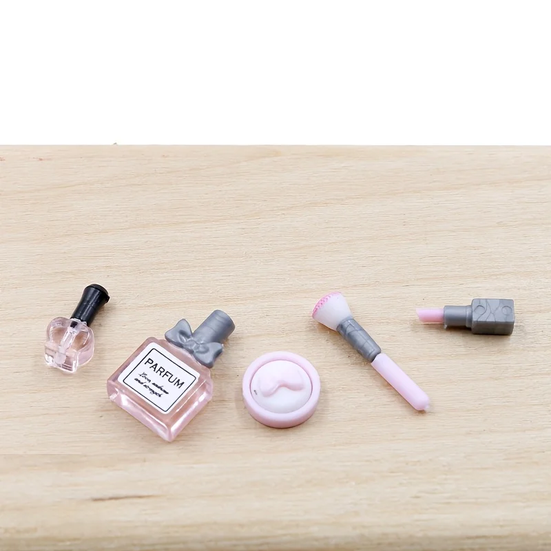 Mini Resin Cosmetics Set for Dollhouse | Miniature Lipstick Perfume Powder Box Model for OB11 Doll House Decor & DIY Scene view 4