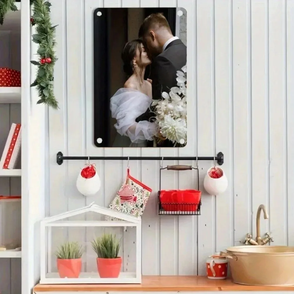 CIFbuy Customizable Retro Metal Wall Plaque, 2D Flat Personalized Photo Picture Print Wall Hanging Ornament Home Housewarming Gi