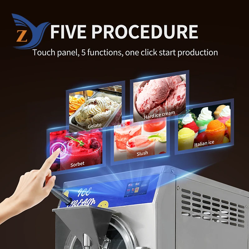 Hard Ice Cream Machine Commercial Vertical Adjustable Speed Ice Cream Machine Touch Screen High end Hard Ice Cream Machine