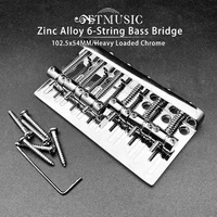 Puente de bajo de aleación de Zinc de 6 cuerdas, 102,5x54MM, bajo fijo de 16x5MM, puente inferior a través de cuerda, cromo cargado pesado