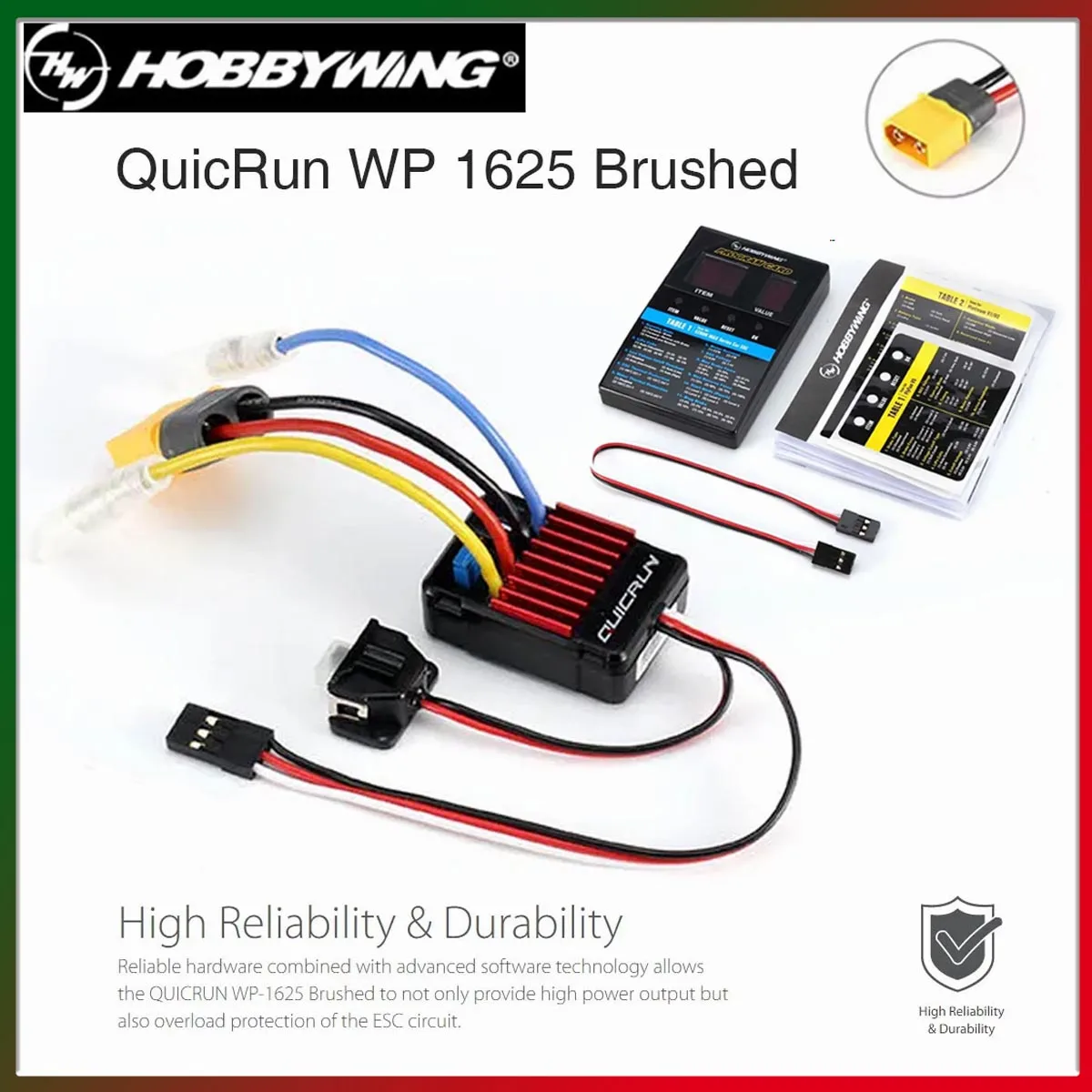 

Hobbywing QuicRun 1625 25A Brushed ESC Waterproof Electronic Speed Controller XT60 for 1/10 1/14 1/16 1/18 RC Car Truck Buggy
