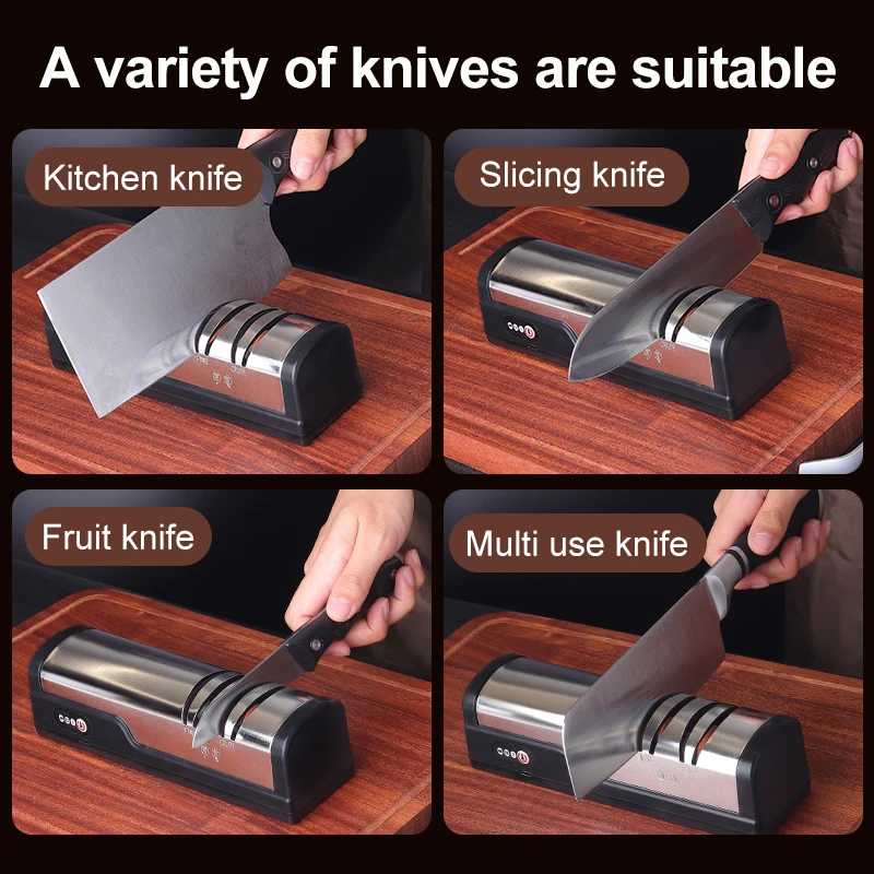 USB charging portable electric knife sharpener, knife grinder, used for kitchen tool grinding and polishing view 5