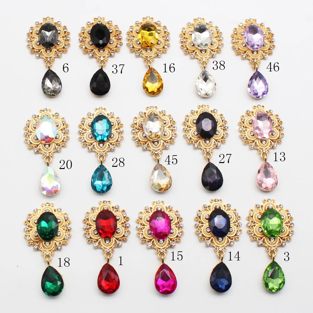 楕円形のアクリル合金ダイヤモンドブローチ,自家製ジュエリーアクセサリー,ワイングラスウェア,フラットボトム,29x57mm, 5個/バッチ,新品