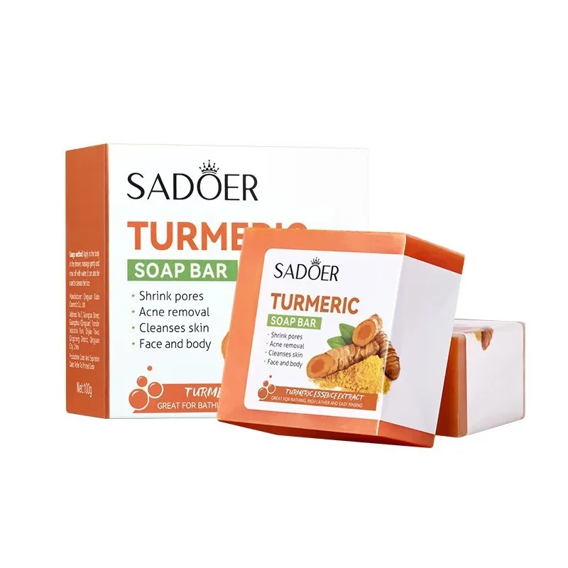 SADOER Turmeric Soap Body Cleaning Lightening Dark Underarm Leg Body Cleansers Brightening Face Soap Tender Skin Care Beauty