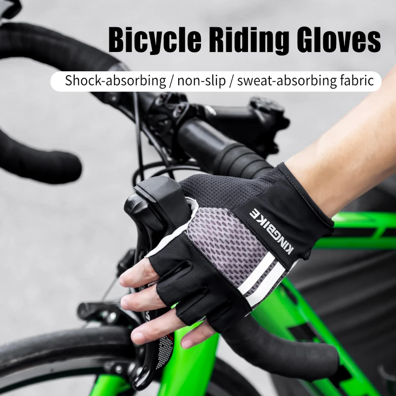 KINGBIKE Professional Gloves Half Finger Anti Slip Shock Breathable Cycling Gym Body building  Exercise Sports Men Women Gloves