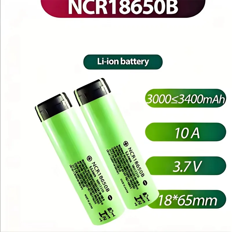 

2026High Capacity NCR 18650B 3.7V 3400mAh 18650 Flat Head High Current Rechargeable Lithium Battery+charger