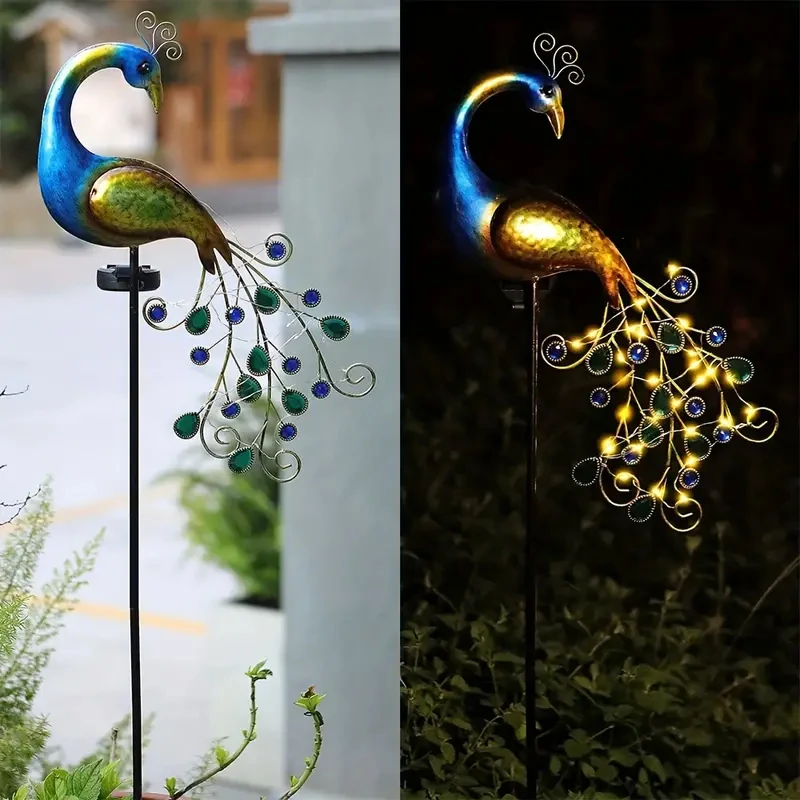 Metal Peacock Decor Światła automatyczne włączanie/wyłączanie trawnika parku