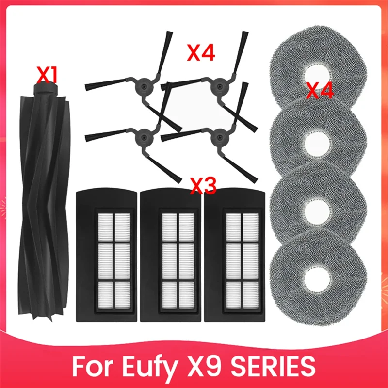 

16 шт. для Eufy X9 SERIES робот-пылесос, аксессуар, моющаяся тканевая швабра, фильтры, роликовая боковая щетка, сменные детали-AT36