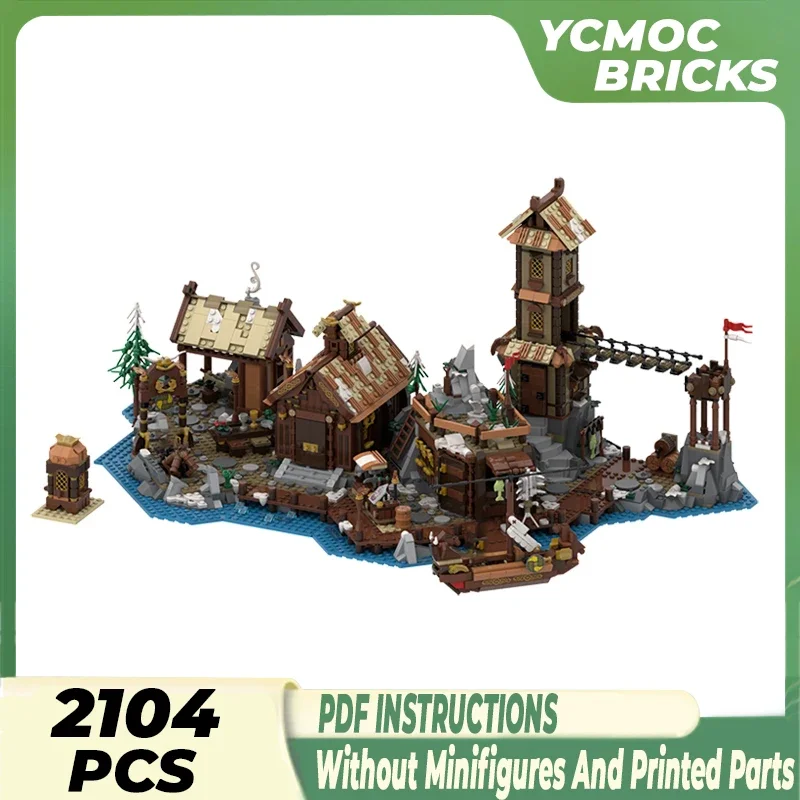 Middeleeuws Model Moc Bouwstenen Viking Dorp Uitbreiding Technologie Modulaire Blokken Geschenken Kerstspeelgoed Diy Sets Assemblage