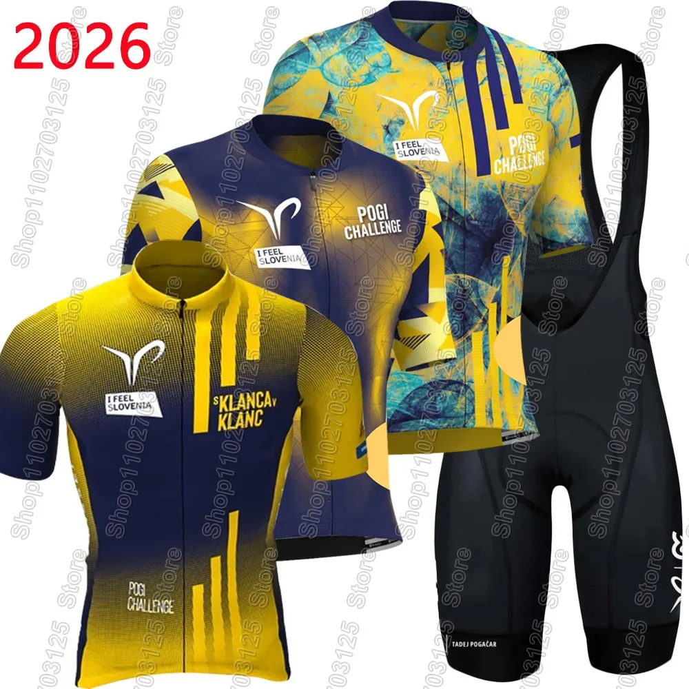 Conjunto de Ciclismo Tadej Pogačar 2026 Celebrations UAE, Ropa Negra de Equipo para Hombre, Camiseta de Ciclismo de Carretera de Verano, Traje con Culotte de Ciclismo