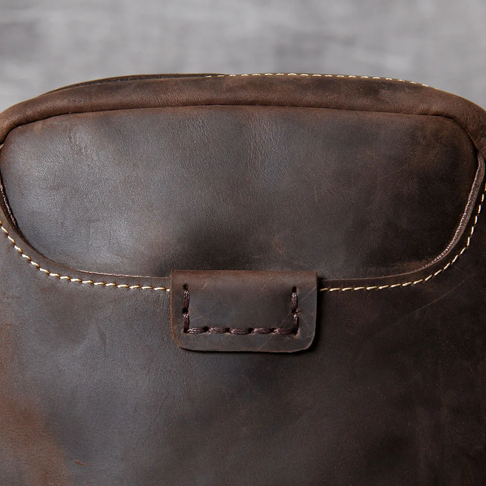 S.WORKER Vintage Echtleder Herren Umhängetaschen Crossbody-Taschen Crazy Horse Handgefertigte Mini-Tasche für Handy & Schlüssel – Detail 11